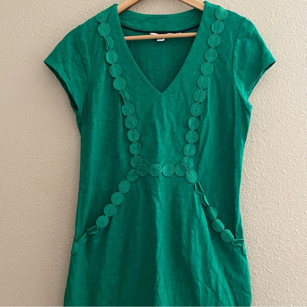 Boden Boden Saskia Jersey Trim Emerald Vibrant Green Midi Dress - Picture 6 of 14